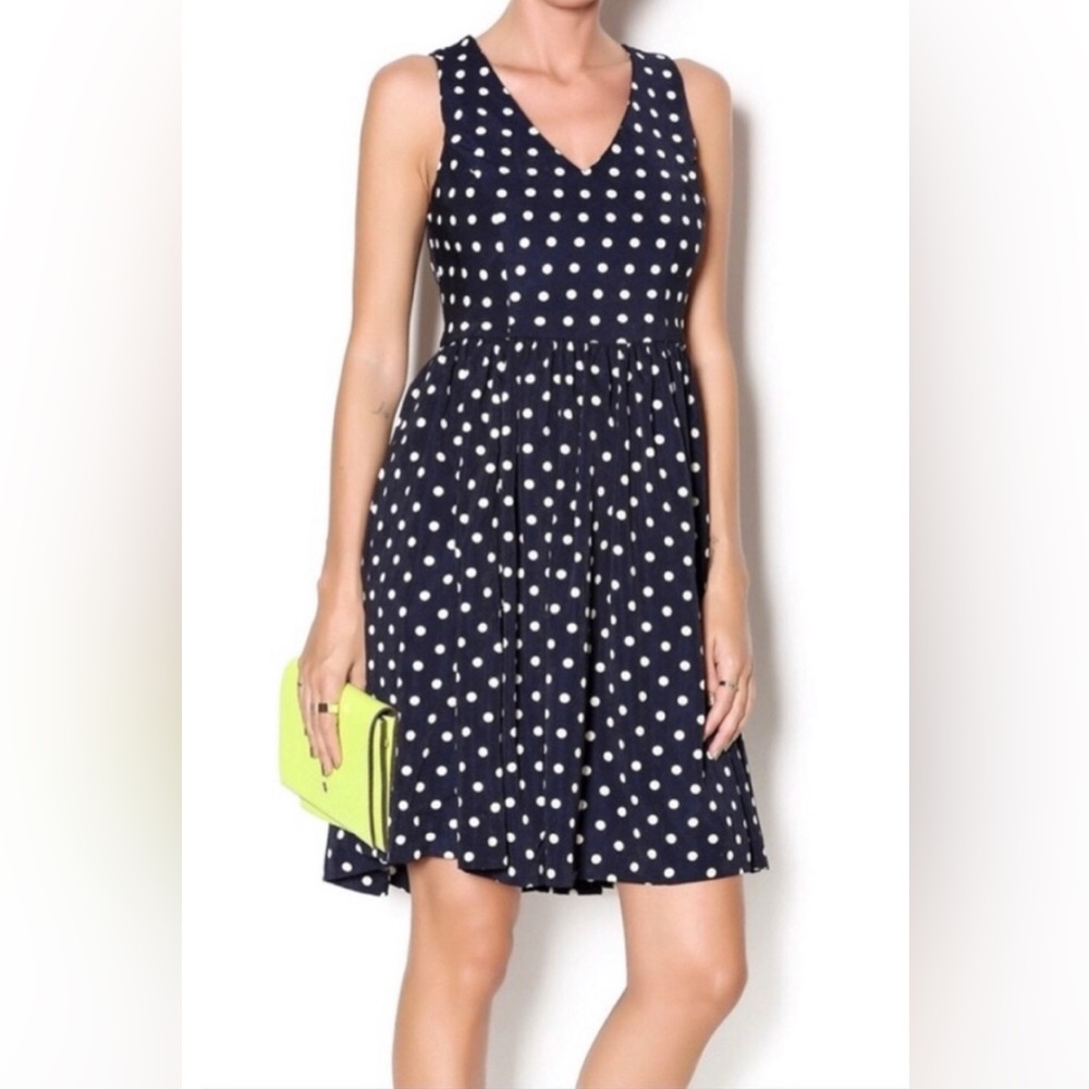 Everly Navy Dress with navy and cream Polka Dots